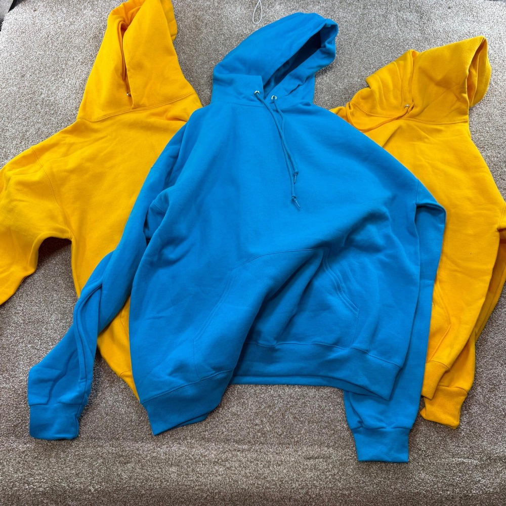 Lot Jerzees NuBlend Hoodies Blue XL Yellow Small Mens Sweatshirts Screenprint